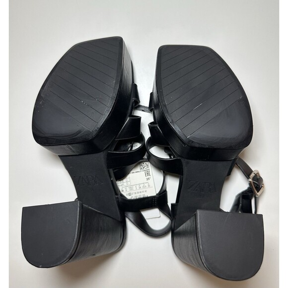 ZARA *NEW* Black Chunky Platform Strappy Heels Sandals Dressy Women US 6‎ EU 36 - Picture 10 of 13